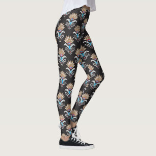 Legging padrão contínuo étnico geométrico de paisley flora