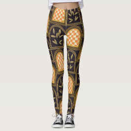Legging Padrão contínuo geométrico floral art déco de luxo