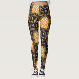 Legging Padrão contínuo geométrico floral art déco de luxo