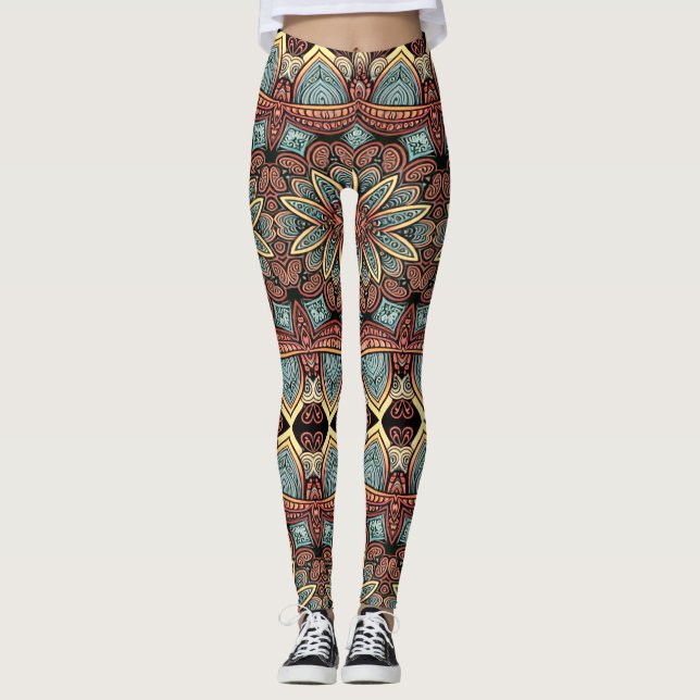 Legging Padrão contínuo multicolorido "Ratti_Creative_Arts (Frente)