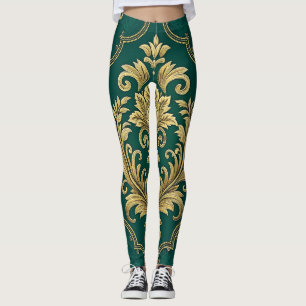 Legging Padrão contínuo real vitoriano – Ornamento dourado