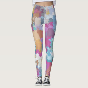 Legging Padrão Cor-de-rosa amarelo azul-camo digital
