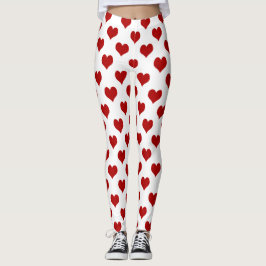 Legging Padrão Coração Mosaico Vermelho