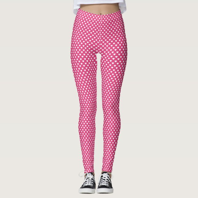 Legging Padrão Coração Rosa-Bonito (Frente)