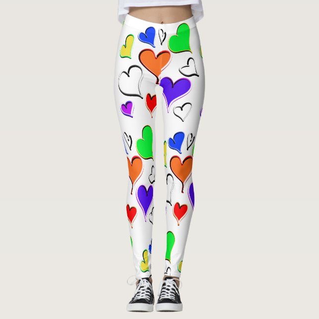 Legging Padrão Corações Arco-Íris (Frente)