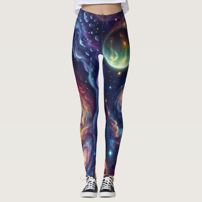 Legging Padrão Cósmico de Planetas da Galáxia (Frente)