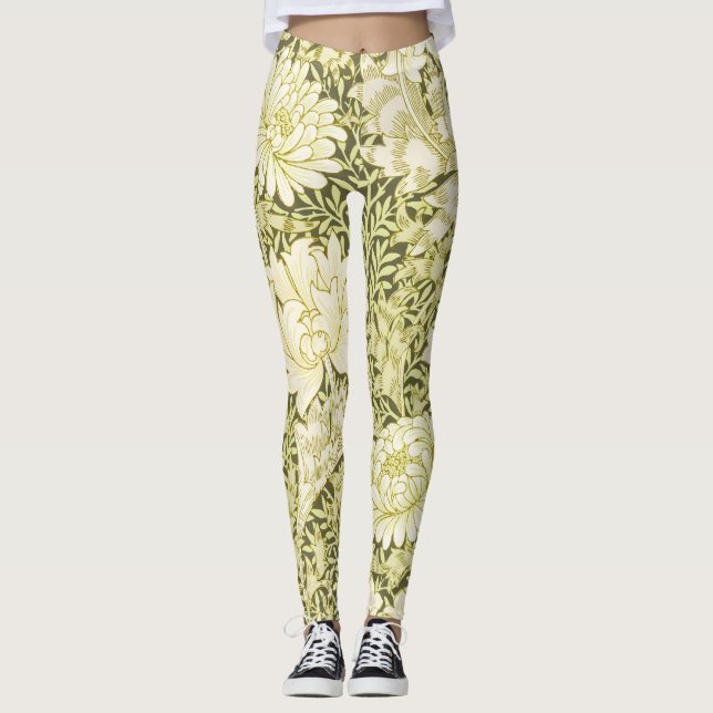 Legging Padrão Crisântemo de William Morris Vintage (Frente)