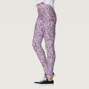 Legging Padrão Da Camada De Cinza E Rosa Púrpura Da Tendên