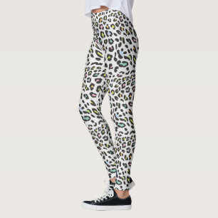 Legging Padrão da mancha-leopardo do Pastel