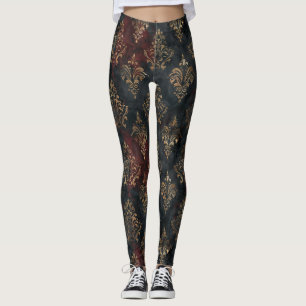 Legging Padrão Damasco Ouro Persa Noir (2)