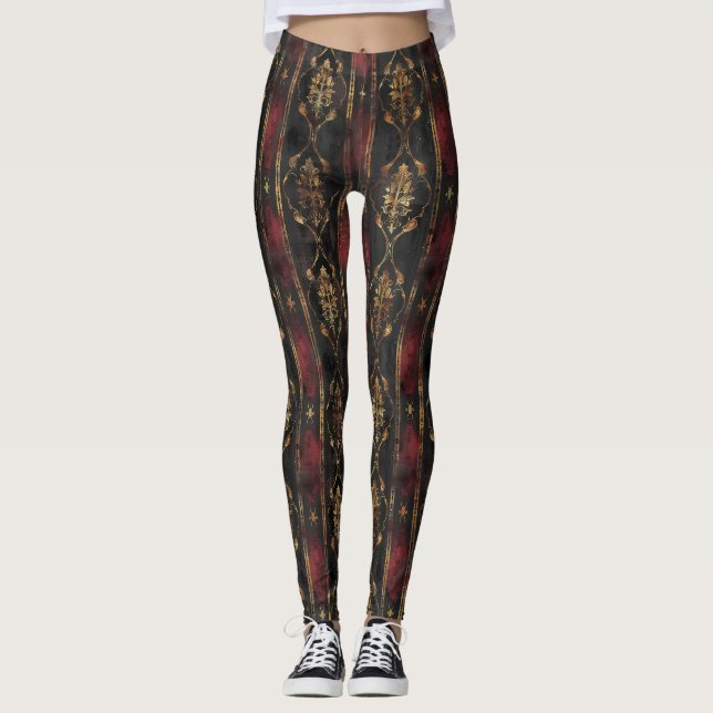 Legging Padrão Damasco Ouro Persa Noir (3) (Frente)