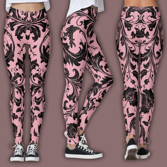Legging Padrão Damasko | Bege Rosa & Preto (Criador carregado)