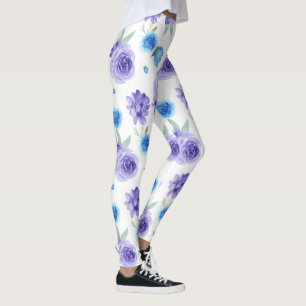 Legging Padrão das aquarelas roxas e azuis
