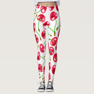 Legging Padrão das cerejas de aquarela