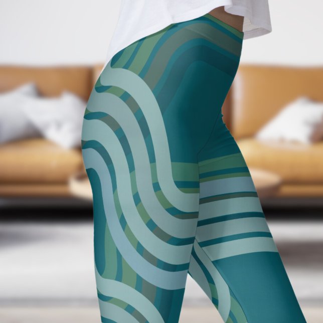 Legging Padrão das Curvas Verde Chic Dark (Dark Teal under Curves Leggings)