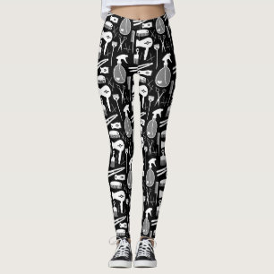 Legging Padrão das ferramentas de salão do cabelo preto