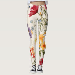 Legging padrão das flores de vintage em cores moles