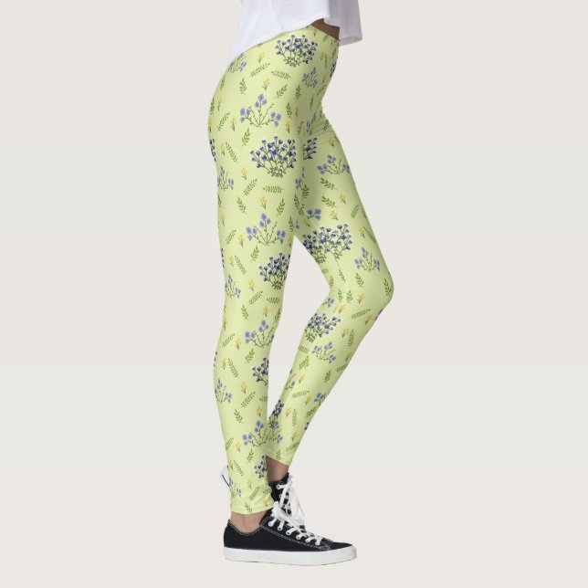 Legging padrão das flores roxas e amarelas (Direita)