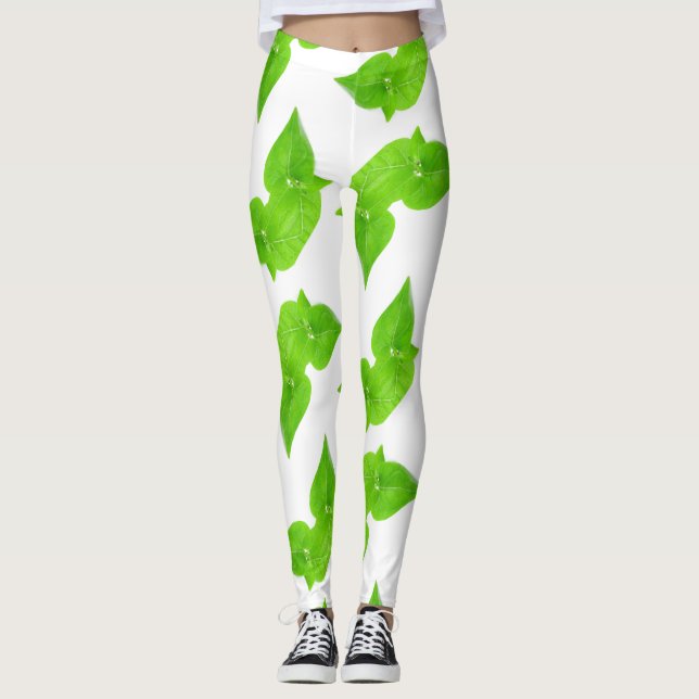 Legging Padrão das folhas verdes (Frente)