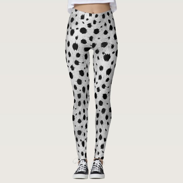 Legging Padrão das manchas Dalmáticas em preto e branco (Frente)