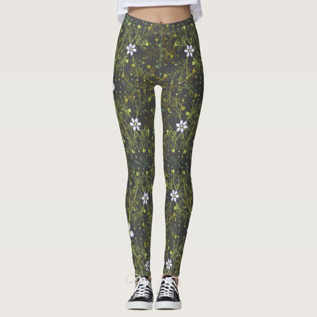 Legging Padrão das plantas.10b DGrey BG (Frente)