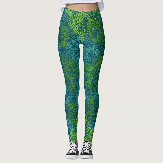 Legging Padrão das plantas.11b Azul BG (Frente)