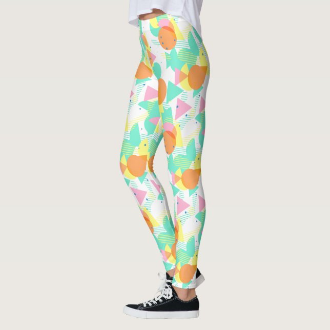 Legging Padrão de 50 Geométrico Funky Abstrato (Esquerda)