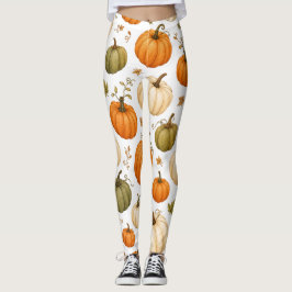 Legging Padrão de Abóbora Aquarela Abóboras de Outono