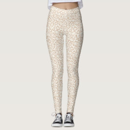 Legging Padrão de Abóbora Boho Neutro para Festa de Outono