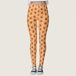 Legging Padrão de Abóboras Kawaii de Halloween