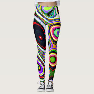 Legging Padrão de Abstração Vívido Colorida