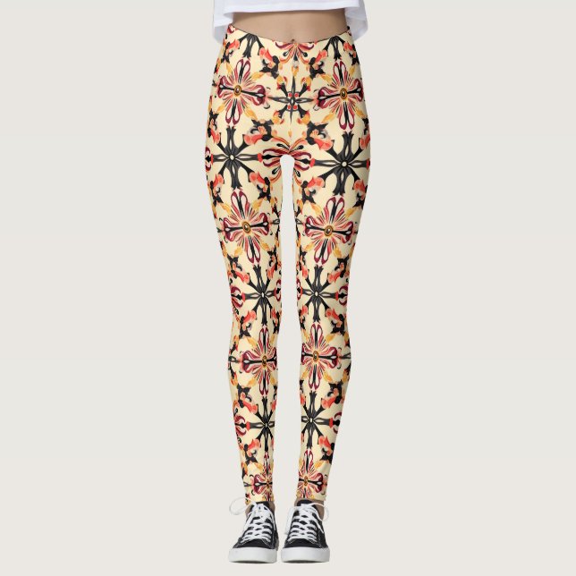 Legging Padrão de Abstrato amarelo claro (Frente)