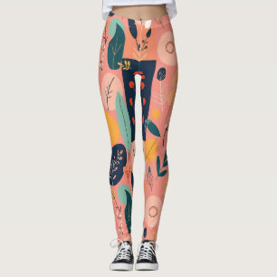 Legging Padrão de Abstrato Botânico Moderno