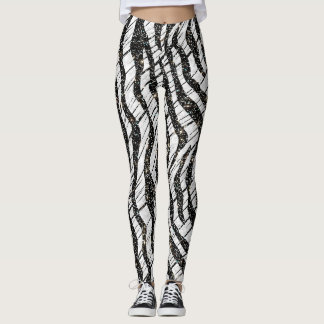 Legging Padrão de Abstrato branco e preto