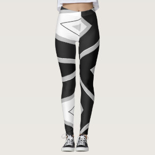 Legging Padrão de abstrato branco preto "Ratti_Creative_Ar