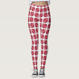 Legging Padrão de Abstrato branco vermelho moderno