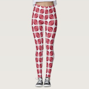 Legging Padrão de Abstrato branco vermelho moderno