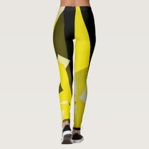 Legging Padrão de Abstrato de arte minimalista amarelo pre