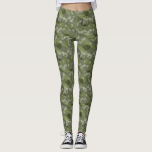 Legging Padrão de Abstrato de Camo Militar Verde Trendy