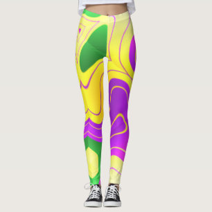 Legging Padrão de Abstrato de cor do Mardi Gras
