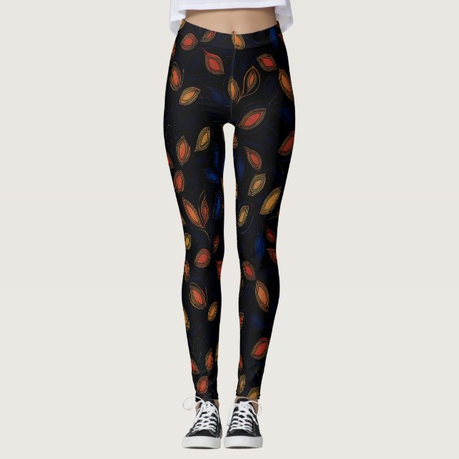 Legging Padrão de Abstrato de cores do outono (Frente)