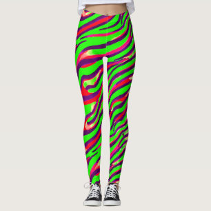Legging Padrão de Abstrato de faixa de impressão zebra col