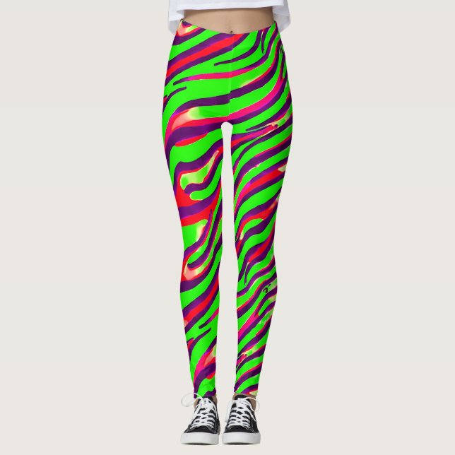 Legging Padrão de Abstrato de faixa de impressão zebra col (Frente)