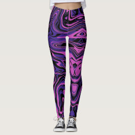 Legging Padrão de Abstrato de Fluido Roxo Elétrico