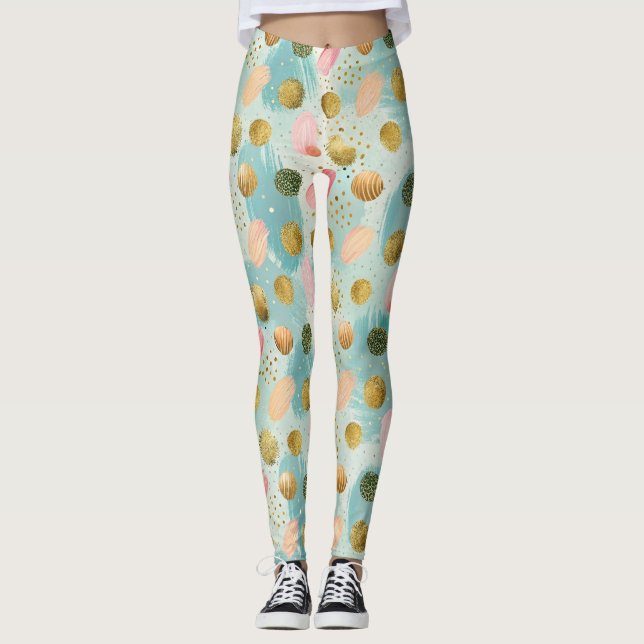 Legging Padrão de Abstrato de Glitter Pastel Confetti (2) (Frente)
