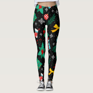 Legging Padrão de Abstrato de Natal Elegante