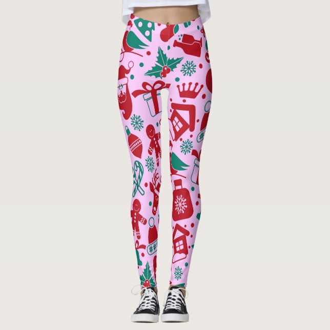 Legging Padrão de Abstrato de Natal moderno (Frente)