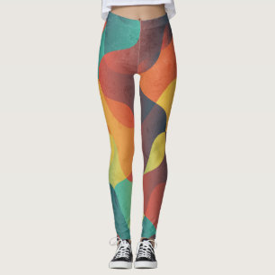 Legging Padrão de abstrato de onda colorida
