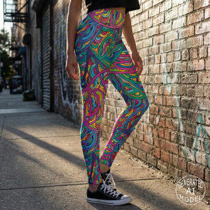 Legging Padrão de Abstrato de Ondas Urbanas Dinâmicas