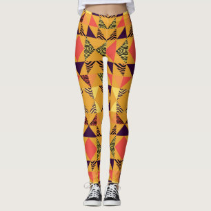 Legging Padrão de Abstrato do Triângulo Memphis Pastel.